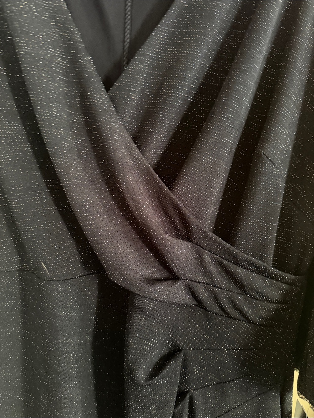 Sparkle Black Midi Wrap Dress with V-Neck - Picture 6 of 8